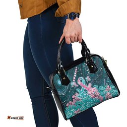 Hereditary Cancer Awareness Shoulder Handbag Hope Ribbon With Aussie Teal Duncan Coral DT05