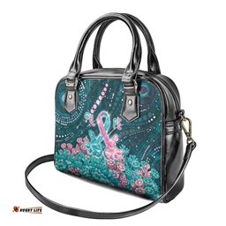 Hereditary Cancer Awareness Shoulder Handbag Hope Ribbon With Aussie Teal Duncan Coral DT05