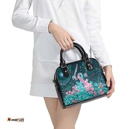 Hereditary Cancer Awareness Shoulder Handbag Hope Ribbon With Aussie Teal Duncan Coral DT05