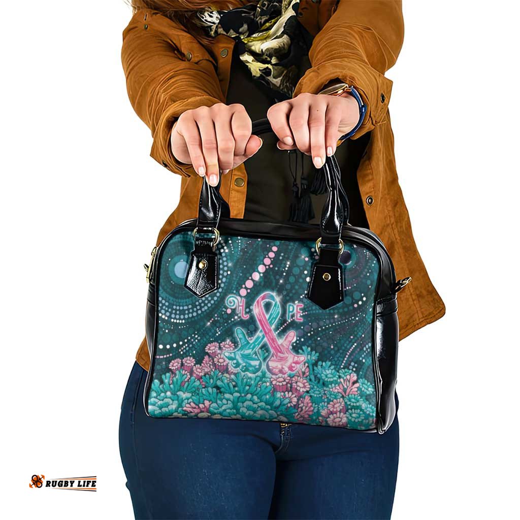 Hereditary Cancer Awareness Shoulder Handbag Hope Ribbon With Aussie Teal Duncan Coral DT05