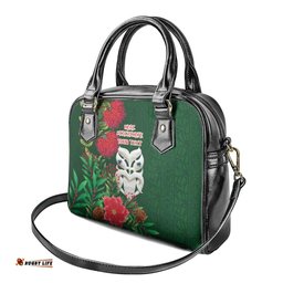 Maori Wheku Meri Kirihimete Personalised Shoulder Handbag All Green Indigenous Maori Motif LT9