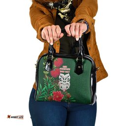 Maori Wheku Meri Kirihimete Personalised Shoulder Handbag All Green Indigenous Maori Motif LT9