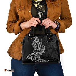 New Zealand Hammerhead Shark Shoulder Handbag Maori Haehae Mangopare Black LT14