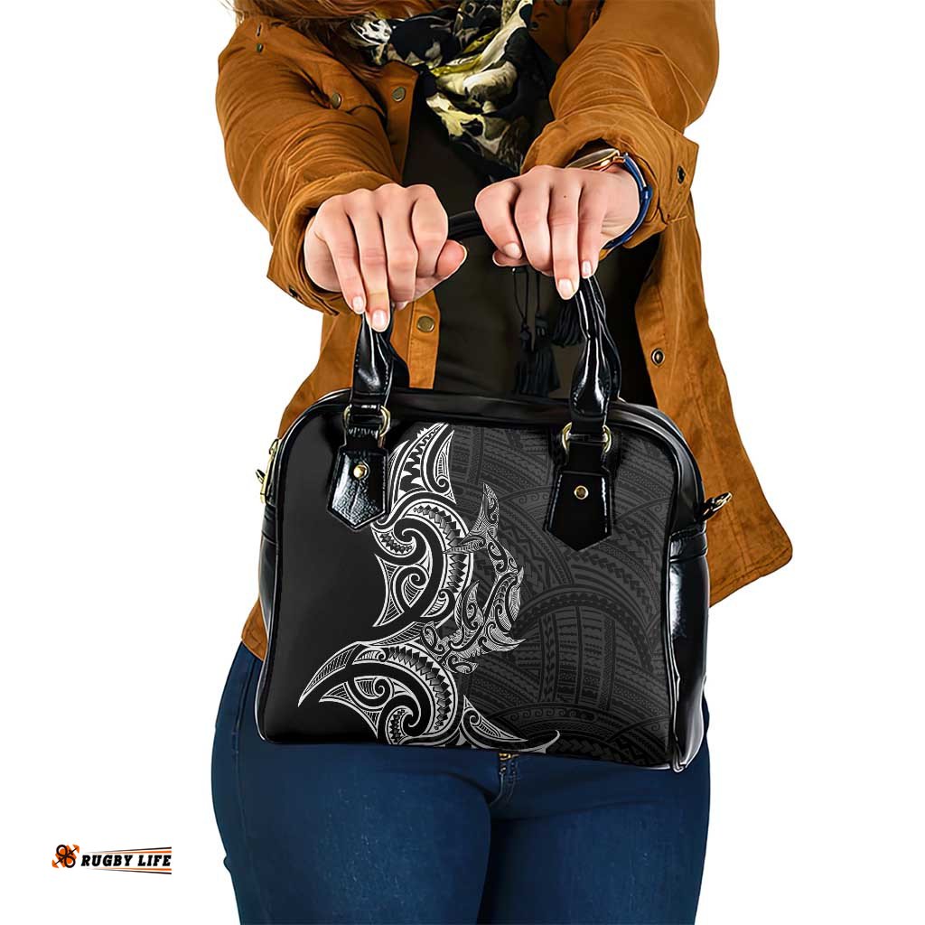 New Zealand Hammerhead Shark Shoulder Handbag Maori Haehae Mangopare Black LT14