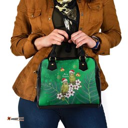 New Zealand Kakapo Christmas Shoulder Handbag Owl Parrot Santa Sliver Fern Manuka - Green LT14