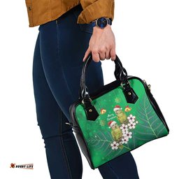 New Zealand Kakapo Christmas Shoulder Handbag Owl Parrot Santa Sliver Fern Manuka - Green LT14
