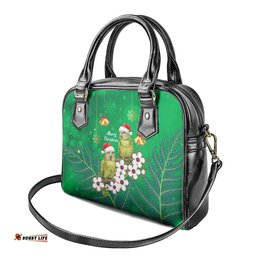 New Zealand Kakapo Christmas Shoulder Handbag Owl Parrot Santa Sliver Fern Manuka - Green LT14