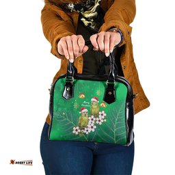 New Zealand Kakapo Christmas Shoulder Handbag Owl Parrot Santa Sliver Fern Manuka - Green LT14
