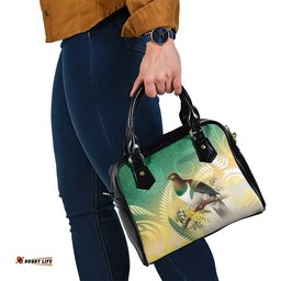 New Zealand Pigeon Kereru Shoulder Handbag Maori Fern Art Green Gradient LT05
