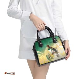 New Zealand Pigeon Kereru Shoulder Handbag Maori Fern Art Green Gradient LT05
