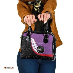 Personalised Aotearoa Lawn Bowls Shoulder Handbag Maori and Silver Fern Sporty Style Purple Color LT03