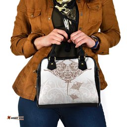 New Zealand Manta Ray Tattoo Shoulder Handbag Aotearoa Maori Haehae Beige LT14