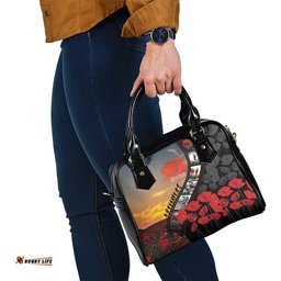 Personalised Remembering ANZAC Lest We Forget Shoulder Handbag Vintage Film Frame Memorial Red Poppy LT9