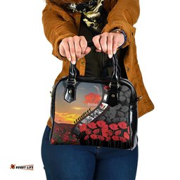 Personalised Remembering ANZAC Lest We Forget Shoulder Handbag Vintage Film Frame Memorial Red Poppy LT9