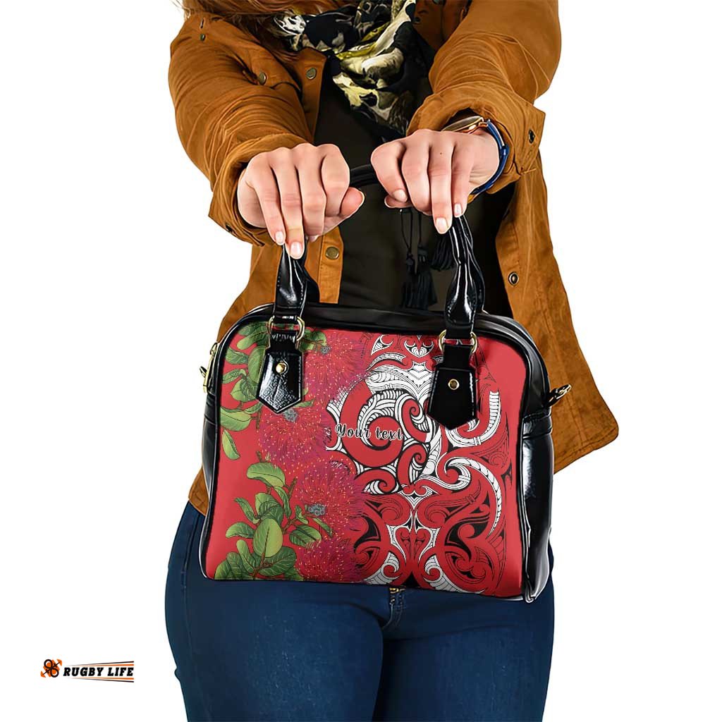 Personalised New Zealand Koru Pohutukawa Shoulder Handbag Meri Kirihimete Aroha for Christmas LT9