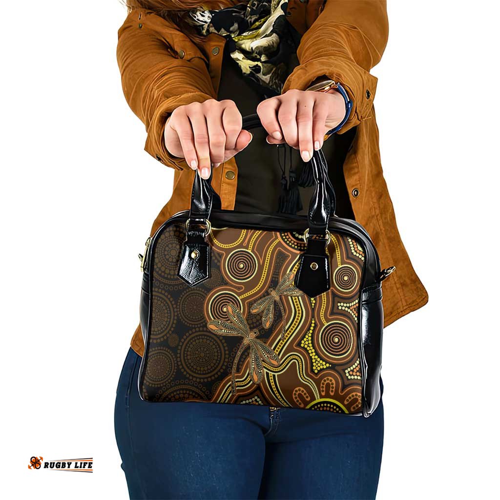 Orange Indigenous Dragonfly Australia Shoulder Handbag Aboriginal Art LT14