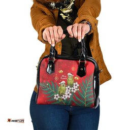 New Zealand Kakapo Christmas Shoulder Handbag Owl Parrot Santa Sliver Fern Manuka - Red LT14