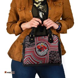 Essendon Football Club Shoulder Handbag Indigenous Monochrome Dot Art Mascot Style TS04