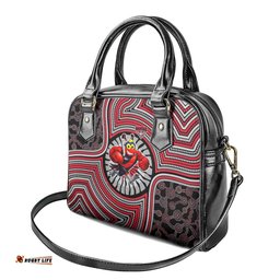 Essendon Football Club Shoulder Handbag Indigenous Monochrome Dot Art Mascot Style TS04