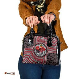Essendon Football Club Shoulder Handbag Indigenous Monochrome Dot Art Mascot Style TS04