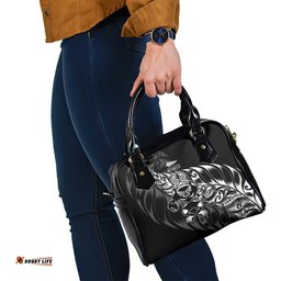 New Zealand Lawn Bowls Shoulder Handbag Black Maori Warrior Tribal Silver Fern LT9