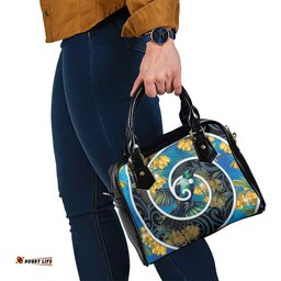 New Zealand Tui Bird Shoulder Handbag Maori Koru With Kowhai Flowers LT05