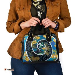 New Zealand Tui Bird Shoulder Handbag Maori Koru With Kowhai Flowers LT05