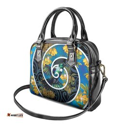 New Zealand Tui Bird Shoulder Handbag Maori Koru With Kowhai Flowers LT05