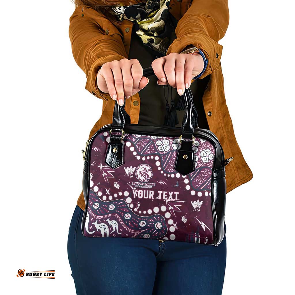 Personalized Manly Warringah Sea Eagles Shoulder Handbag Aboriginal Pattern with Graffiti Style Design TS04