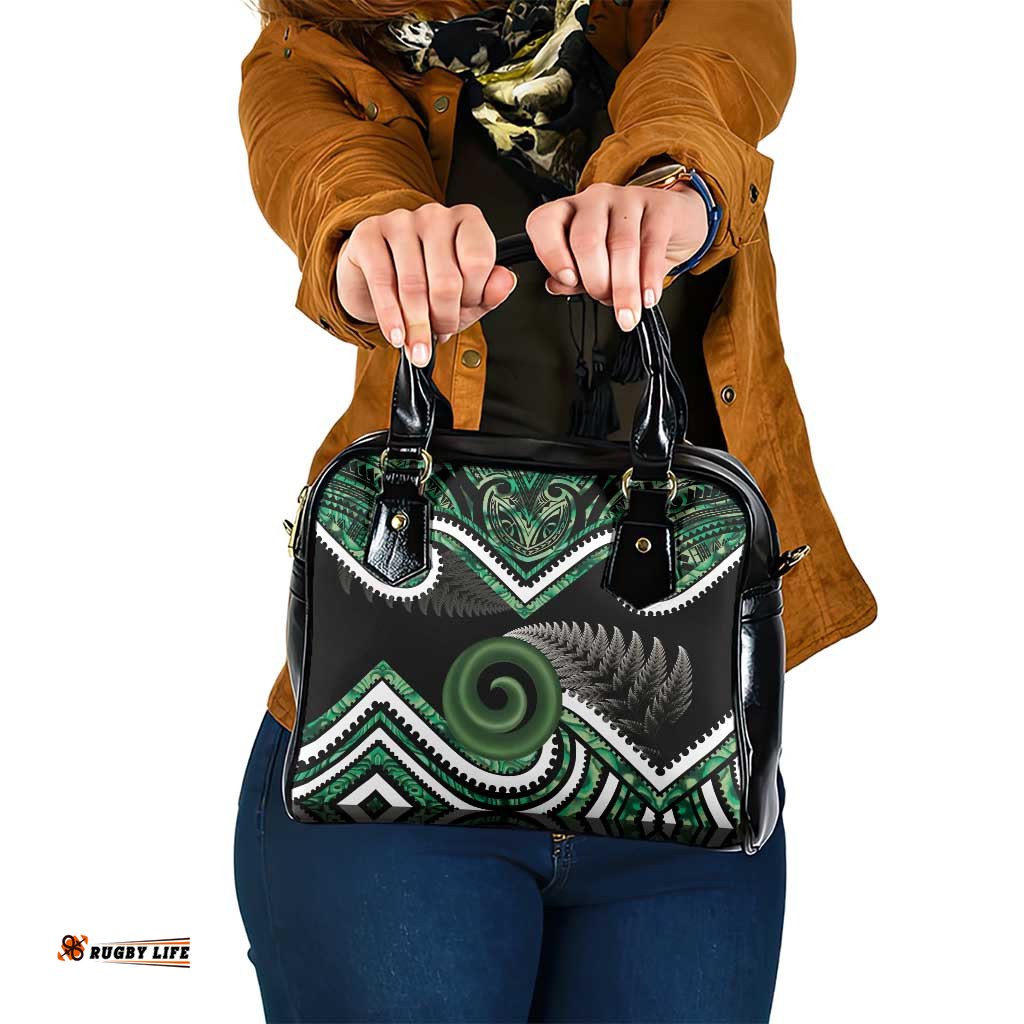 Koru Pounamu Aotearoa Shoulder Handbag Maori Paua Shell Mix Silver Fern LT14