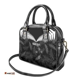 Custom New Zealand Silver Fern Football Shoulder Handbag Go Aotearoa Grunge Black LT14