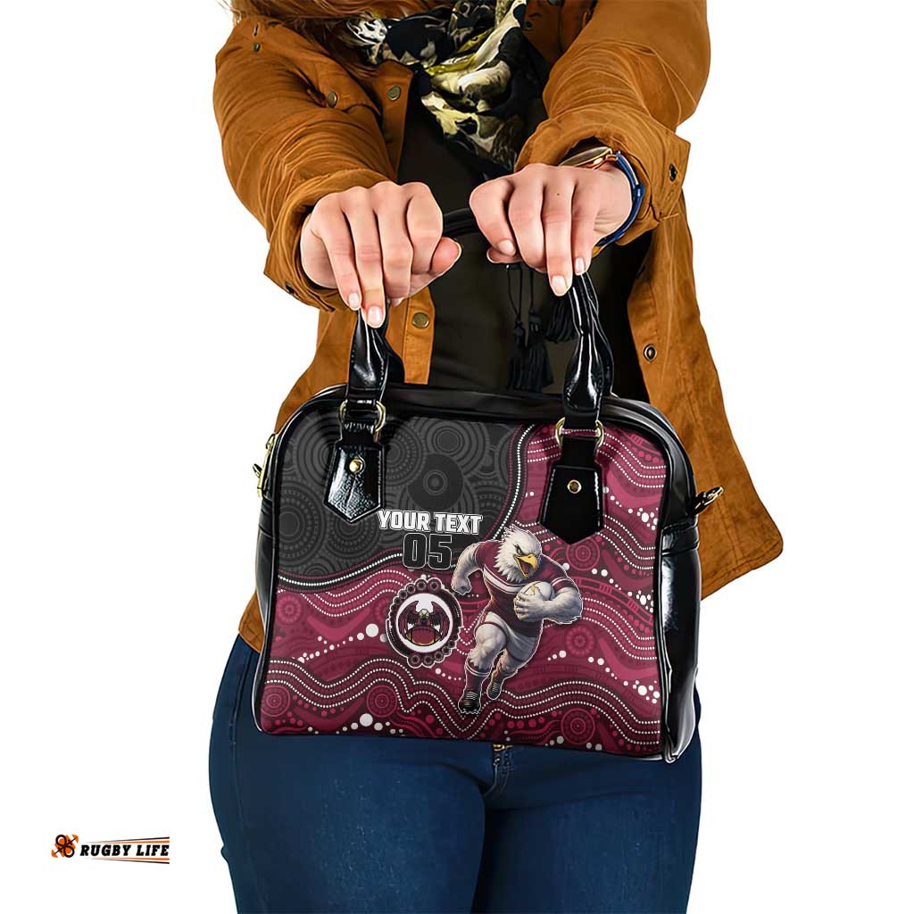 Custom Sea Eagles Shoulder Handbag Bird Mascot With Aboriginal Indigenous DT05