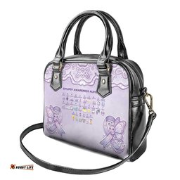Epilepsy Awareness Alphabet Shoulder Handbag Purple Ribbon Butterfly Cute Style DT05