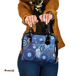 NAIDOC Deadly 50 Years Shoulder Handbag Jellyfish Aboriginal Culture Inspired Blue LT9