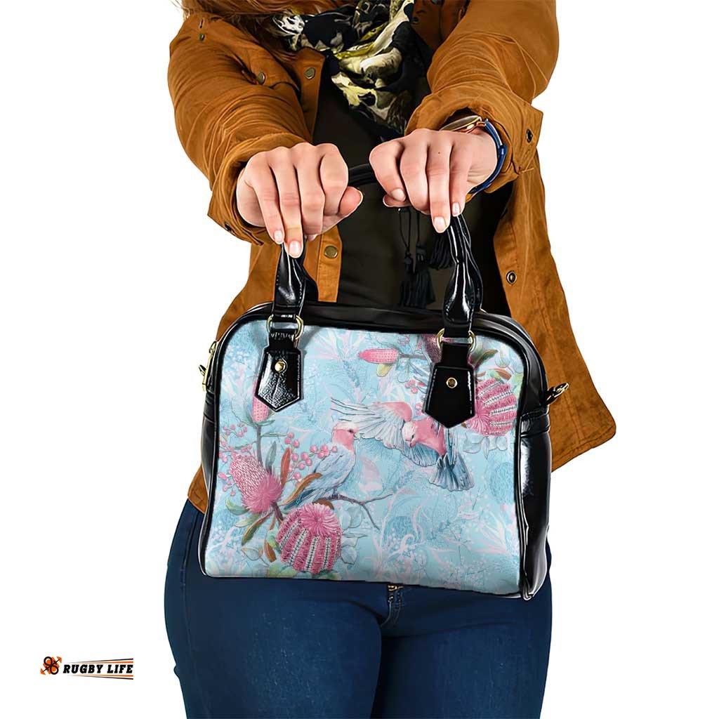 Galah Birds Australia Baby Blue & Pink Shoulder Handbag LT7