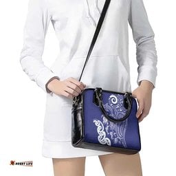 New Zealand Sea Animals with Maori Tribal Tattoo Shoulder Handbag Blue Color LT03
