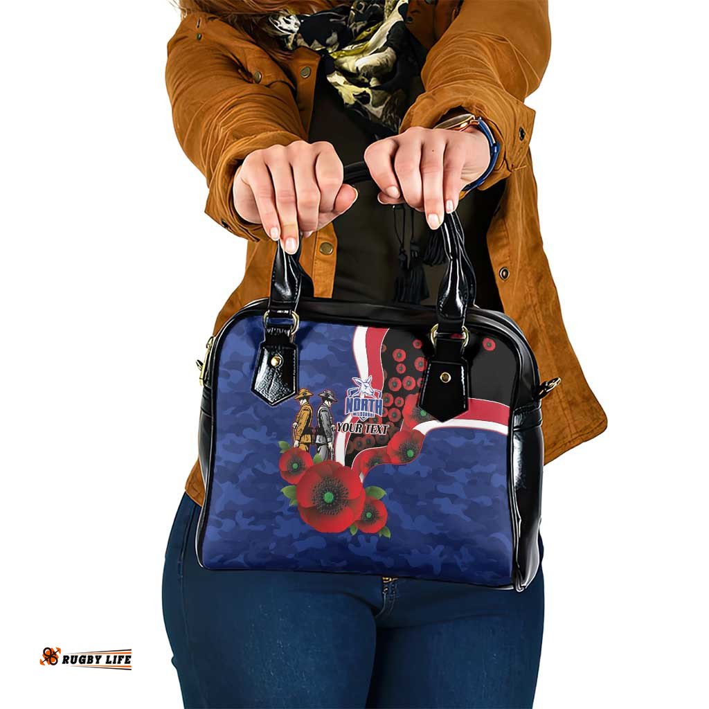 North Kangaroos ANZAC Personalised Shoulder Handbag Lest We Forget Poppy Camo LT9