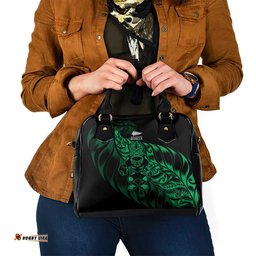 New Zealand Lawn Bowls Shoulder Handbag Green Maori Warrior Tribal Silver Fern LT9