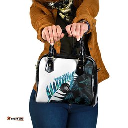 New Zealand Lawn Bowls Custom Shoulder Handbag Aotearoa Silver Fern Paua Shell LT14