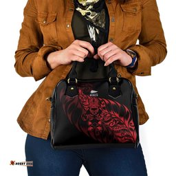 New Zealand Lawn Bowls Shoulder Handbag Red Maori Warrior Tribal Silver Fern LT9