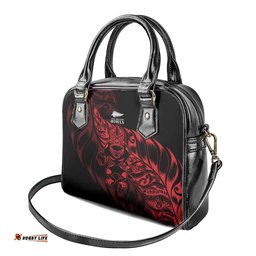 New Zealand Lawn Bowls Shoulder Handbag Red Maori Warrior Tribal Silver Fern LT9