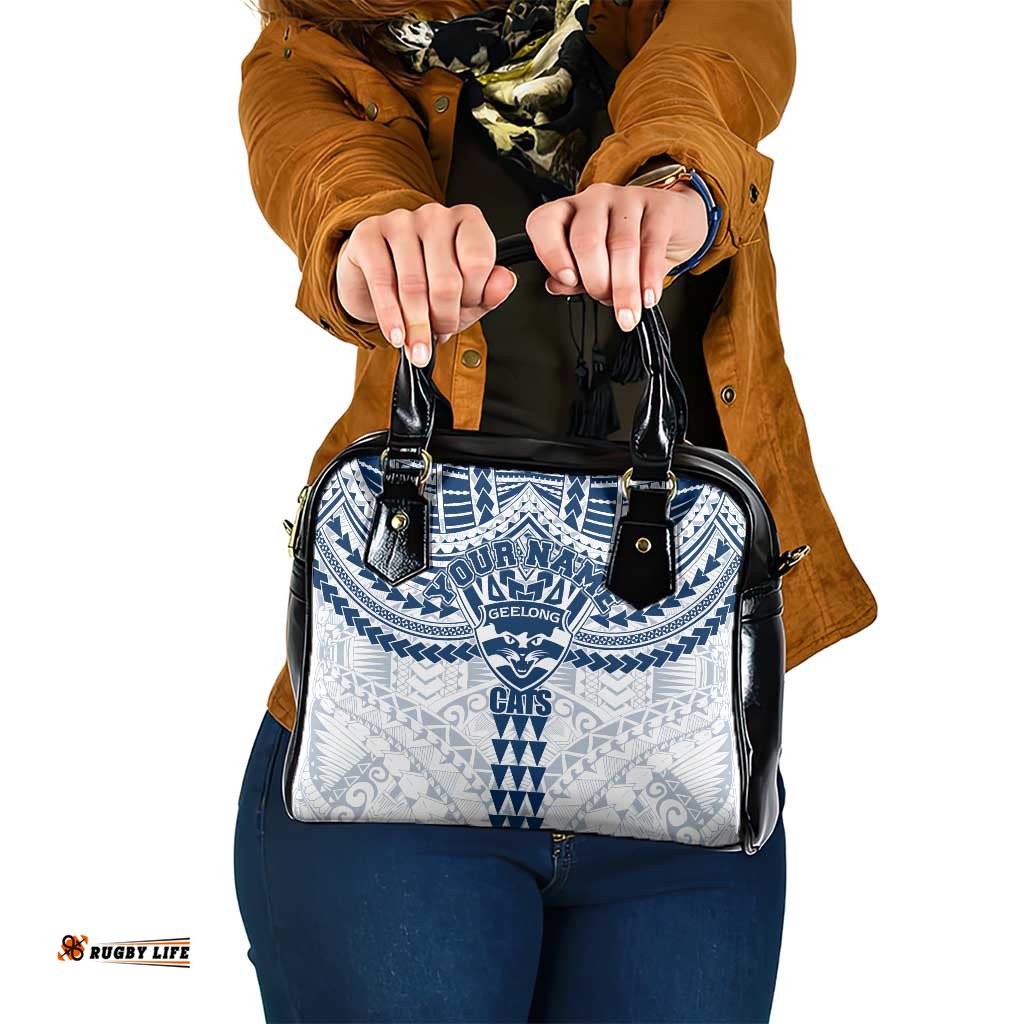 Personalized Geelong Cats Shoulder Handbag Polynesian Tribal Pattern Heritage Football TS04