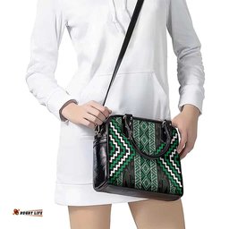 Jade Tukutuku Pattern Aotearoa Shoulder Handbag Niho Taniwha and Puhoro Motifs LT7
