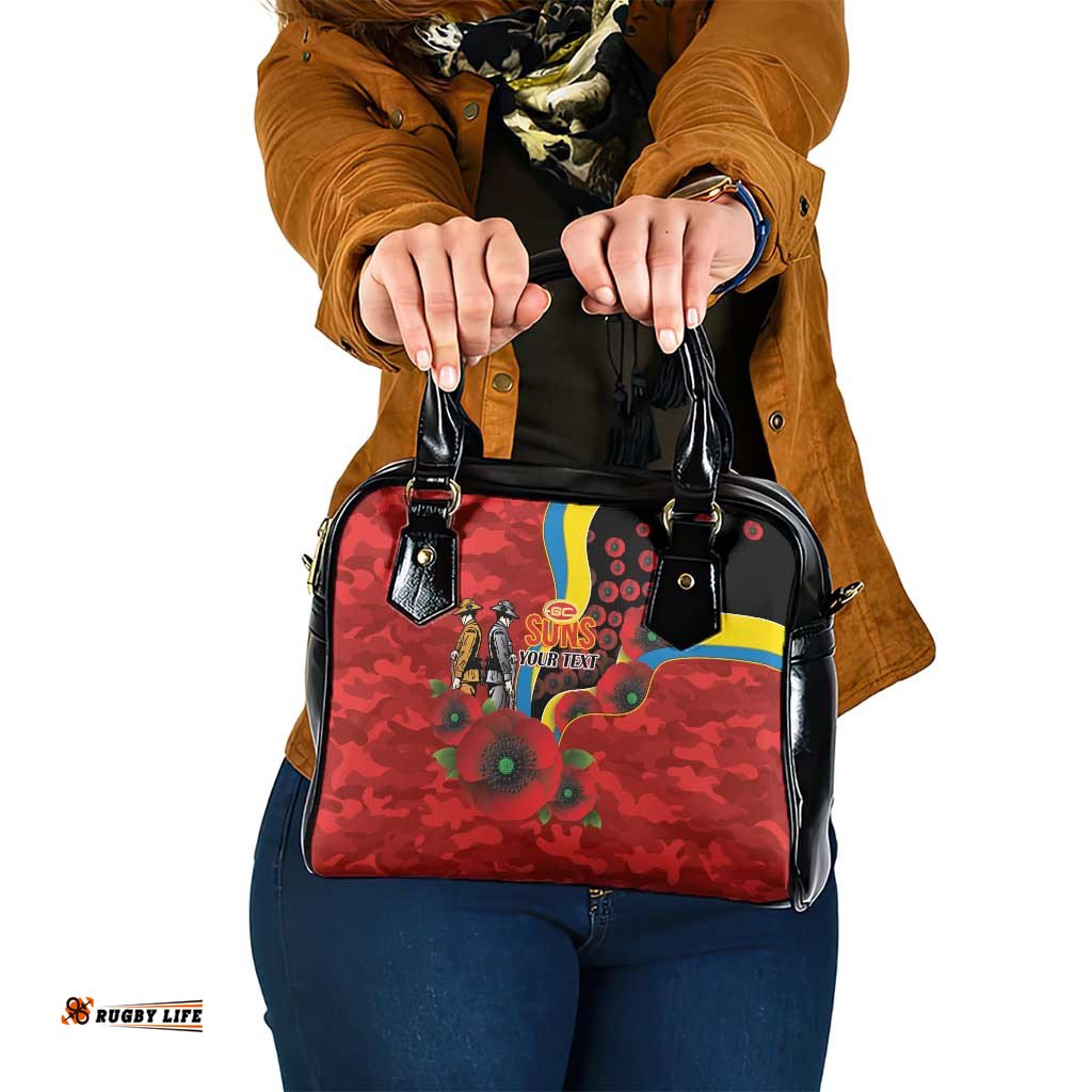 Gold Suns ANZAC Personalised Shoulder Handbag Lest We Forget Poppy Camo LT9