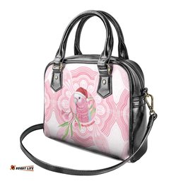 Funny Pink Galah Australia Christmas Shoulder Handbag Eucalyptus Blossoms Aboriginal Art LT14