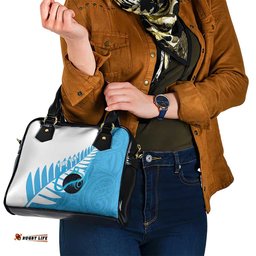 New Zealand Lawn Bowls Prostate Cancer Custom Shoulder Handbag Aotearoa Maori Silver Fern Blue Ribbon LT14