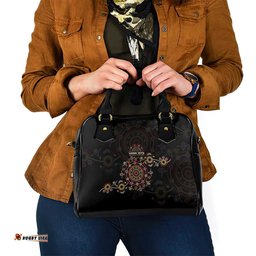 NAIDOC Deadly 50 Years Shoulder Handbag Aboriginal Black Gold Boomerang Art LT9