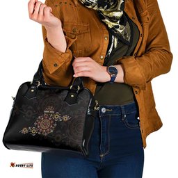 NAIDOC Deadly 50 Years Shoulder Handbag Aboriginal Black Gold Boomerang Art LT9