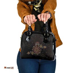NAIDOC Deadly 50 Years Shoulder Handbag Aboriginal Black Gold Boomerang Art LT9
