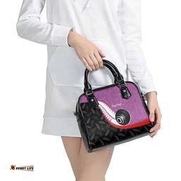 Personalised Aotearoa Lawn Bowls Shoulder Handbag Maori and Silver Fern Sporty Style Pink Color LT03